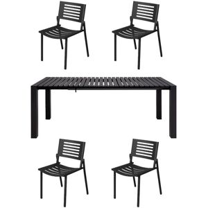 Mindo 111 Dining Table Extension 162x90 cm w. 4 112 Chairs - Dark Grey