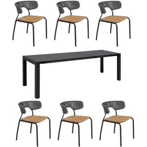 Mindo 111 Dining Table Extension 263x100 cm w. 6 101 Chairs - Dark Grey