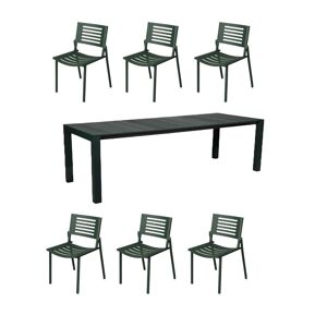 Mindo 111 Dining Table Extension 263x100 cm w. 6 112 Chairs - Dark Green