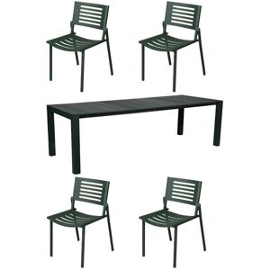 Mindo 111 Dining Table Extension 162x90 cm w. 4 112 Chairs - Dark Green