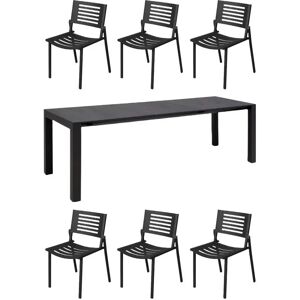 Mindo 111 Dining Table Extension 263x100 cm w. 6 112 Chairs - Dark Grey