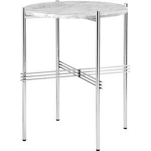 Gubi TS Side Table Ø: 40 cm - Polished Steel/White Carrara Marble