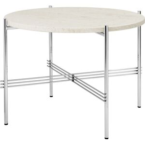 GUBI TS Coffee Table Ø: 55 cm - Polished Steel/Neutral White Travertine