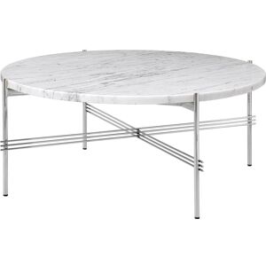GUBI TS Coffee Table Ø: 80 cm - Polished Steel/White Carrara Marble