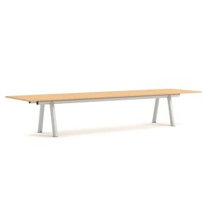 HAY Boa Table 1100 420x128x75 cm - Metallic Grey/Oak Lacquered Veneer