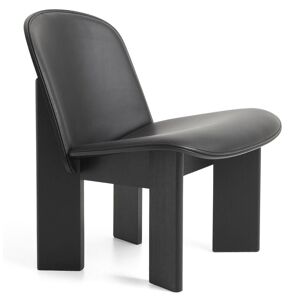 HAY Chisel Lounge Chair Polstret SH: 39 cm - Black Lacquered Oak/Sense Leather Black