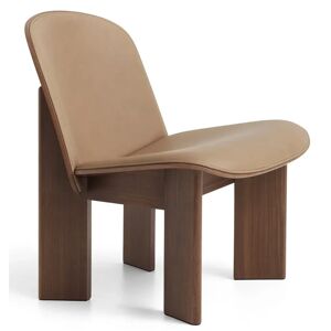 HAY Chisel Lounge Chair Polstret SH: 39 cm - Lacquered Walnut/Sense Leather Nougat