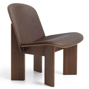 HAY Chisel Lounge Chair Polstret SH: 39 cm - Lacquered Walnut/Sense Leather Dark Brown