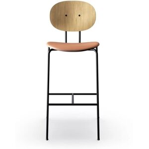 Sibast Furniture Piet Hein Bar Chair SH: 75 cm Black - Oiled Oak/Silk Cognac