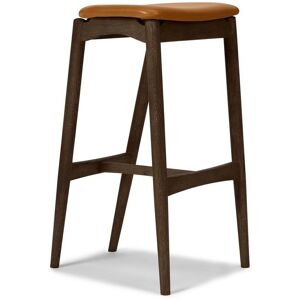 Sibast Furniture No 7 Barstol Lav H: 65 cm - Eg Mørk Olie/Cognac Læder