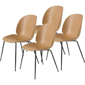 Gubi Beetle Dining Chair Conic Base 4 stk - Black Matt Base/Amber Brown Shell