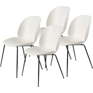 Gubi Beetle Dining Chair Conic Base 4 stk - Black Matt Base/Alabaster White Shell