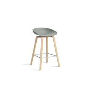 Hay AAS 32 Barstol Low SH: 65 cm - Soaped Oak Veneer/Fall Green/Footrest Stainless Steel