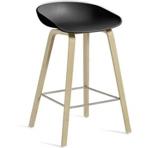 HAY AAS32 Barstol Low SH: 65 cm - Lacquered Oak Veneer/Black/Stainless Steel footrest