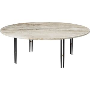 GUBI IOI Coffee Table Round Ø: 100 cm - Black Semi Matt/Brass Sphere/Rippled Beige