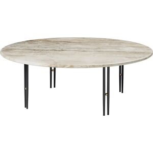 Gubi IOI Coffee Table Round Ø: 100 cm - Black Semi Matt/Brass Sphere/Rippled Beige