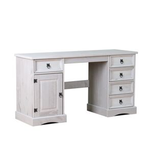 New Mexico skrivebord bredde 141 cm, højde 76 cm med 5 skuffer og 1 låge grå.