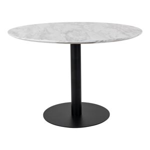Bologna spisebord Ø110 cm marmor look, sorte ben, hvid.