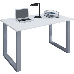 Lona skrivebord 110x50 cm U-stel hvid, sølvfarvet.