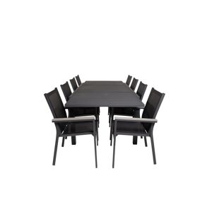 Marbella havesæt bord 100x160/240cm og 8 stole Parma sort.