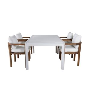 Marbella havesæt bord 100x160/240cm og 4 stole Erica natur, hvid.