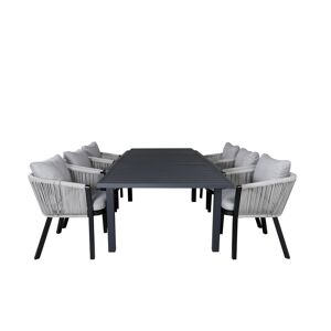 Marbella havesæt bord 100x160/240cm og 6 stole Virya hvid, sort.