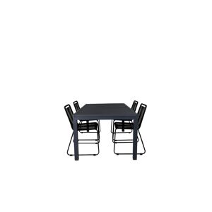 Marbella havesæt bord 100x160/240cm og 4 stole stabelS Lindos sort.