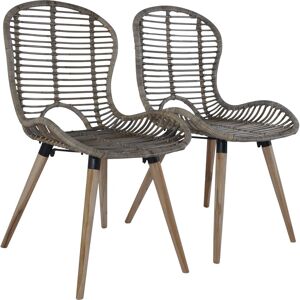 vidaXL spisebordsstole 2 stk. naturligt rattan brun