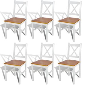 vidaXL spisebordsstole 6 stk. fyrretræ hvid