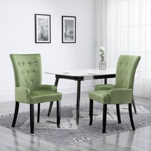 vidaXL spisebordsstol med armlæn fløjl lysegrøn