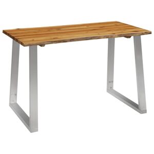 vidaXL spisebord 120 x 65 x 75 cm massivt akacietræ og rustfrit stål