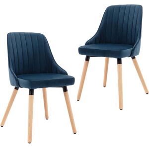 vidaXL 323051  Dining Chairs 2 pcs Blue Velvet