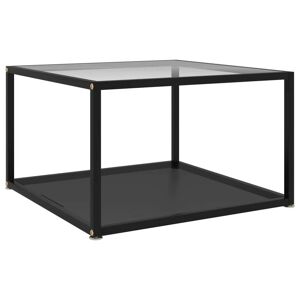 vidaXL sofabord 60x60x35 cm hærdet glas transparent og sort