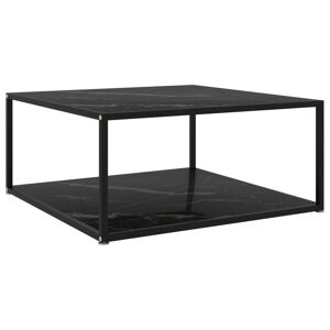 vidaXL sofabord 80x80x35 cm hærdet glas sort