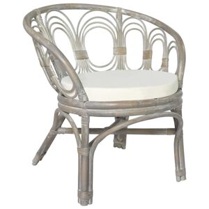 vidaXL spisebordsstol med hynde naturlig rattan og linned grå