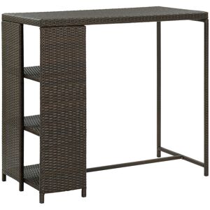 vidaXL barbord med opbevaringsstativ 120x60x110 cm polyrattan brun