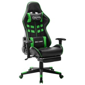 vidaXL gamingstol med fodstøtte kunstlæder sort og grøn