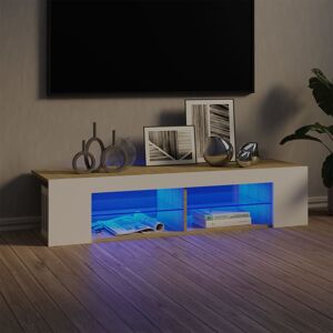 vidaXL tv-bord med LED-lys 135x39x30 cm hvid og sonoma-eg