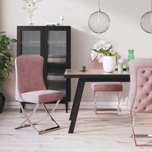 vidaXL spisebordsstole 2 stk. 53x52x98 cm fløjl rustfrit stål lyserød