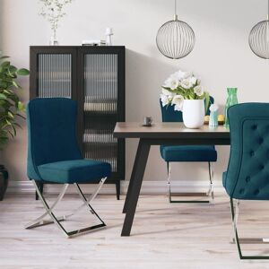 vidaXL spisebordsstole 2 stk. 53x52x98 cm fløjl rustfrit stål blå