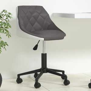 vidaXL drejelig kontorstol kunstlæder grå og hvid