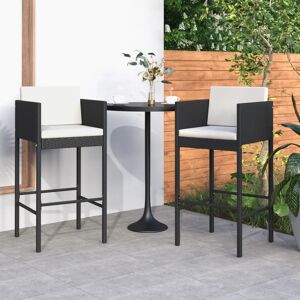 vidaXL barstole 2 stk. med hynder polyrattan sort