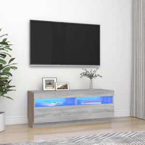 vidaXL tv-bord med LED-lys 100x35x40 cm grå sonoma-eg