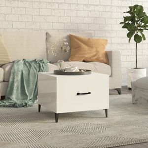 vidaXL sofabord med metalben 50x50x40 cm hvid højglans