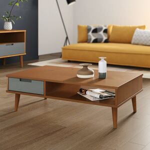 vidaXL sofabord MOLDE 100x55x31 cm massivt fyrretræ brun