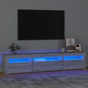 vidaXL tv-bord med LED-lys 195x35x40 cm grå sonoma-eg
