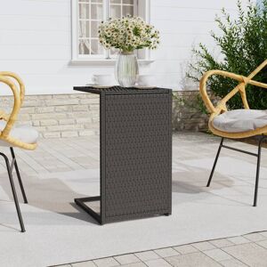 vidaXL sidebord 40x35x60 cm C-formet polyrattan sort