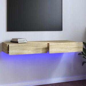 vidaXL tv-bord med LED-lys 120x35x15,5 cm sonoma-eg