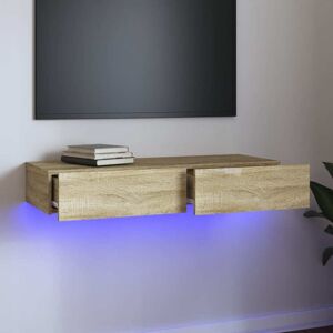 vidaXL tv-bord med LED-lys 90x35x15,5 cm sonoma-eg