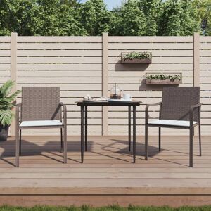 vidaXL havestole med hynder 2 stk. 56x59x84 cm polyrattan brun